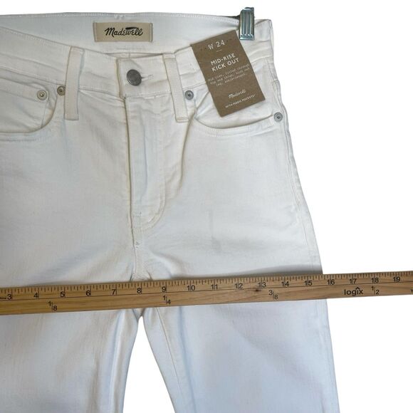 Madewell Jeans Womens 24 White Denim Mid Rise Kick Out Stretch Coastal Hippie - Picture 4 of 8